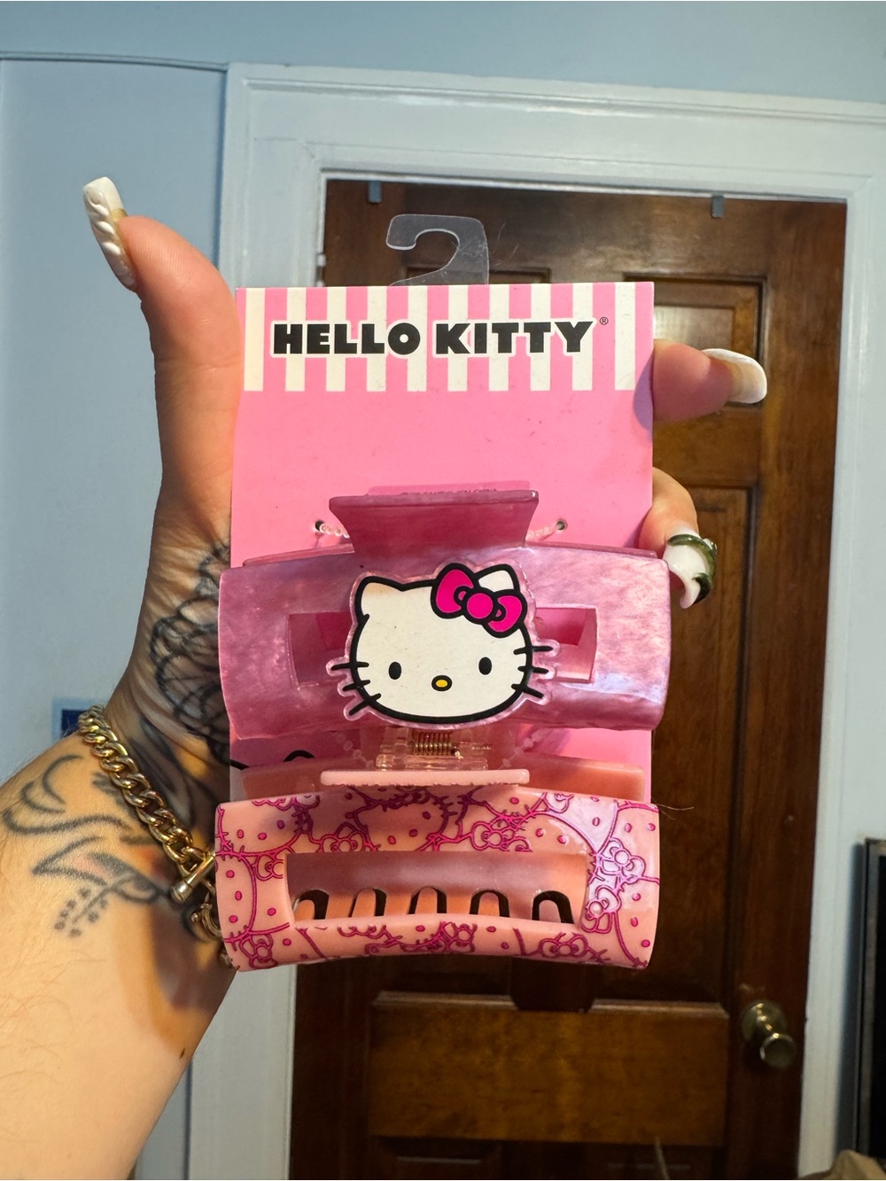 Hello Kitty Pink Decorative Hair Claw Set with Character Accent